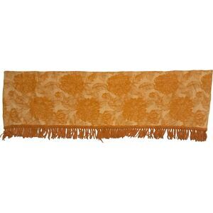 3 Damask Brocade Italian Renaissance Style Fringed Orange Valance Cotton